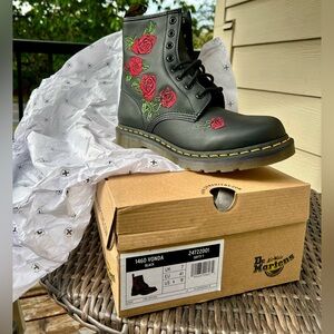 Original Doc Martens Black w/rose detail - US Women’s size 9
